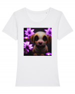 cute puppy Tricou mânecă scurtă guler larg fitted Damă Expresser