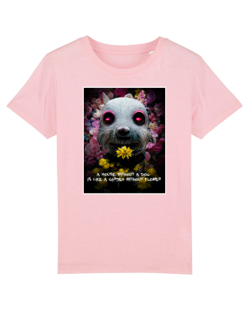 dog in garden Cotton Pink