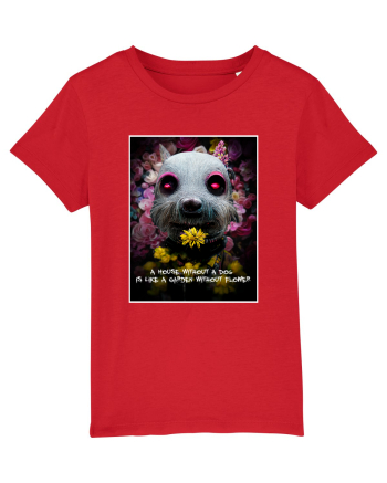 dog in garden Red