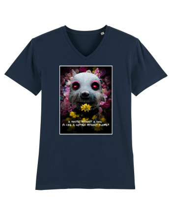 dog in garden French Navy