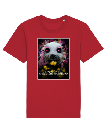 dog in garden Red