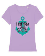 Happy & Salty Tricou mânecă scurtă guler larg fitted Damă Expresser
