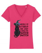 Witch Switch Cat Tricou mânecă scurtă guler V Damă Evoker