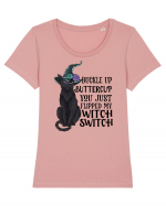 Witch Switch Cat Tricou mânecă scurtă guler larg fitted Damă Expresser