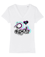 Psycho text Tricou mânecă scurtă guler V Damă Evoker