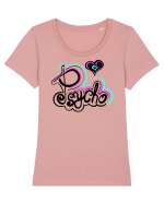 Psycho text Tricou mânecă scurtă guler larg fitted Damă Expresser