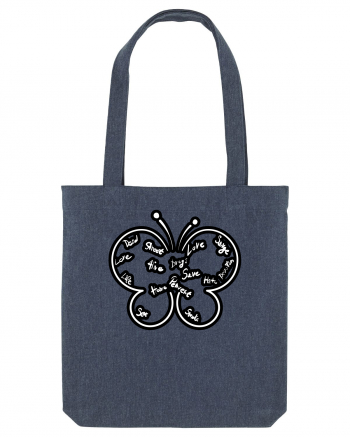 Butterfly with words Midnight Blue