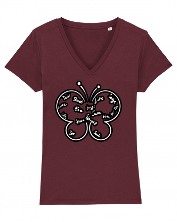 Butterfly with words Burgundy