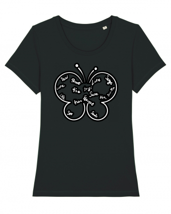 Butterfly with words Black