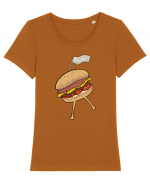 Dancing burger Tricou mânecă scurtă guler larg fitted Damă Expresser