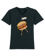 Dancing burger Tricou mânecă scurtă guler V Bărbat Presenter