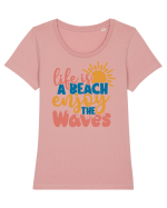Life is a beach enjoy the waves Tricou mânecă scurtă guler larg fitted Damă Expresser