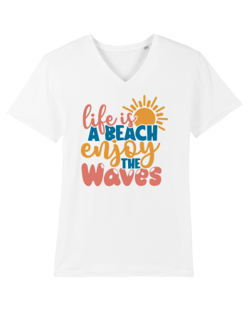 Life is a beach enjoy the waves White
