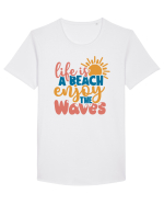 Life is a beach enjoy the waves Tricou mânecă scurtă guler larg Bărbat Skater