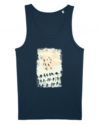 Birds On Full Moon Navy