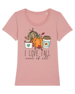 I Love Fall Tricou mânecă scurtă guler larg fitted Damă Expresser