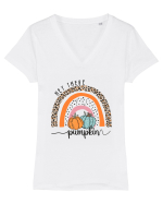 Pumpkin Rainbow Tricou mânecă scurtă guler V Damă Evoker