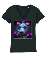 stylizeted dog Tricou mânecă scurtă guler V Damă Evoker