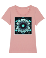 geometric flower Tricou mânecă scurtă guler larg fitted Damă Expresser