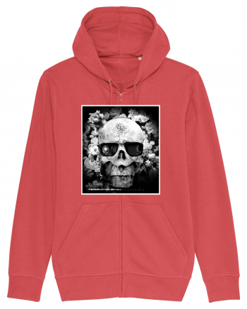 black and white skull Carmine Red