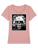 black and white skull Tricou mânecă scurtă guler larg fitted Damă Expresser