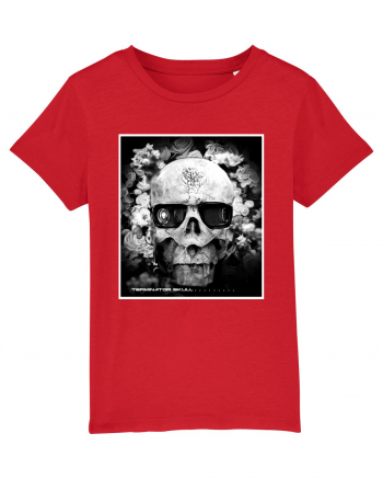 black and white skull Red