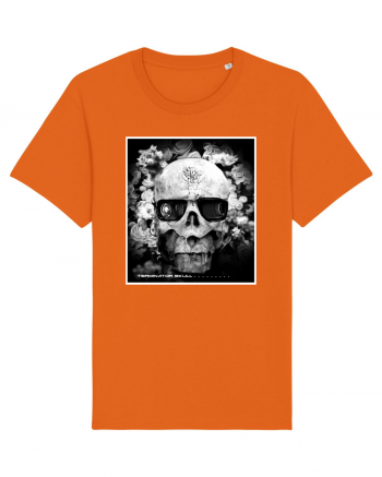 black and white skull Bright Orange