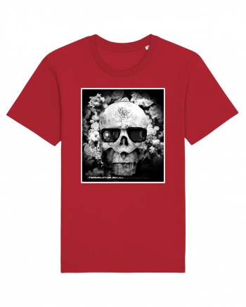 black and white skull Red