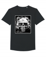 black and white skull Tricou mânecă scurtă guler larg Bărbat Skater