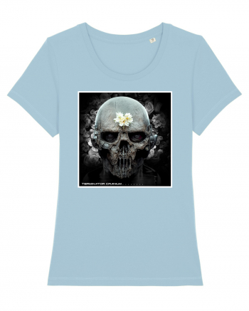 horror terminator cranium Sky Blue