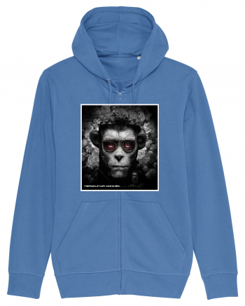 black and white monkey Bright Blue