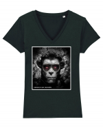 black and white monkey Tricou mânecă scurtă guler V Damă Evoker