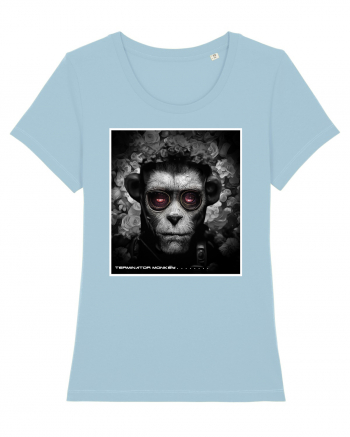 black and white monkey Sky Blue