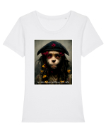 monkey as jack sparow  Tricou mânecă scurtă guler larg fitted Damă Expresser