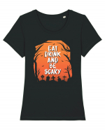 Eat, drink and be scary Tricou mânecă scurtă guler larg fitted Damă Expresser