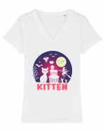 Halloween Kitten Tricou mânecă scurtă guler V Damă Evoker