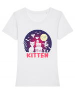 Halloween Kitten Tricou mânecă scurtă guler larg fitted Damă Expresser