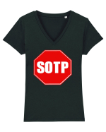 stop sign? Tricou mânecă scurtă guler V Damă Evoker
