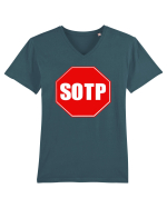 stop sign? Tricou mânecă scurtă guler V Bărbat Presenter