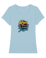 Run like your kids are looking for you Tricou mânecă scurtă guler larg fitted Damă Expresser