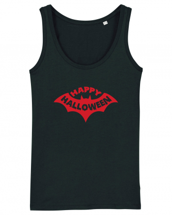 Happy Halloween Red Bat Black