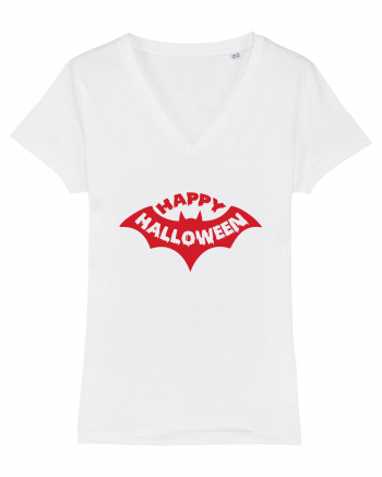 Happy Halloween Red Bat White