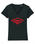 Happy Halloween Red Bat Tricou mânecă scurtă guler V Damă Evoker