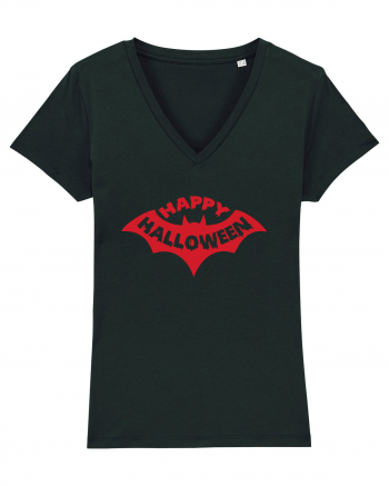 Happy Halloween Red Bat Black