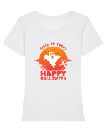 Happy Halloween Trick or Treat Tricou mânecă scurtă guler larg fitted Damă Expresser