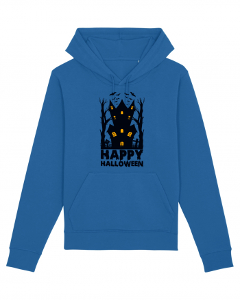 Happy Halloween Black Haunted House Royal Blue