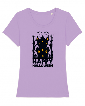 Happy Halloween Black Haunted House Lavender Dawn