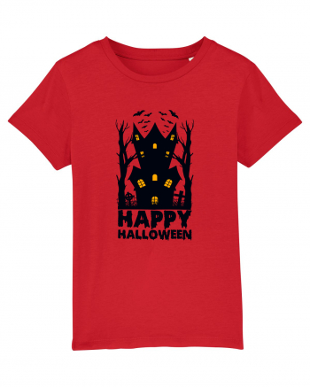 Happy Halloween Black Haunted House Red