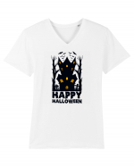 Happy Halloween Black Haunted House Tricou mânecă scurtă guler V Bărbat Presenter