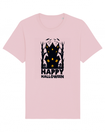 Happy Halloween Black Haunted House Cotton Pink